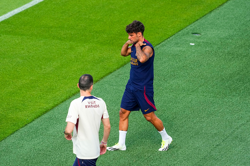 Juan Bernat à l’entraînement avec le Paris Saint-Germain.