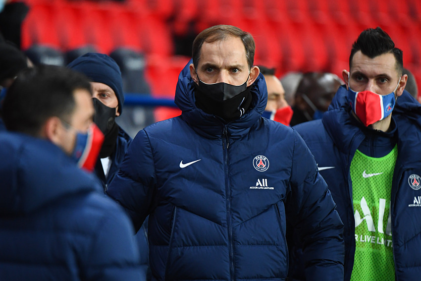 Thomas Tuchel entraîneur du PSG au Parc des Princes.